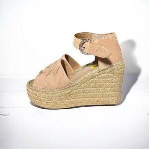🌻Marc Fisher Adalla Basketweave Suede Platform Wedge Sandals Women's Size 9
